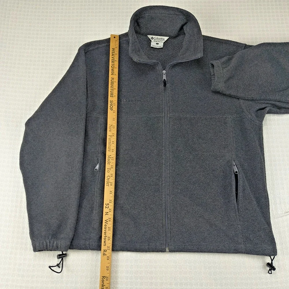 Columbia Mens Fleece Jacket Charcoal Gray Full Zip Mock Neck Large Solid Outdoor
